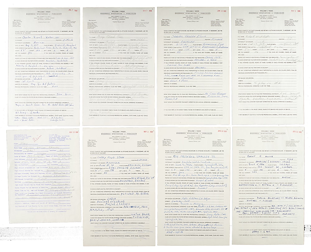 1959 to 1996 Minor League Publicity Questionnaire Collection (30)
