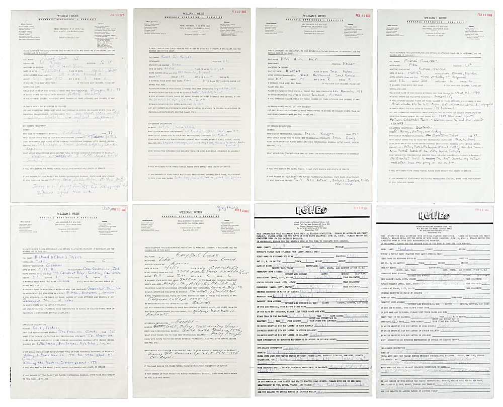 1959 to 1996 Minor League Publicity Questionnaire Collection (30)