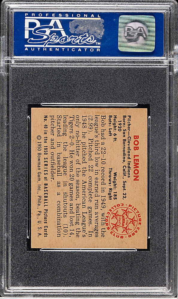 1950 Bowman #40 Bob Lemon PSA NM-MT 8
