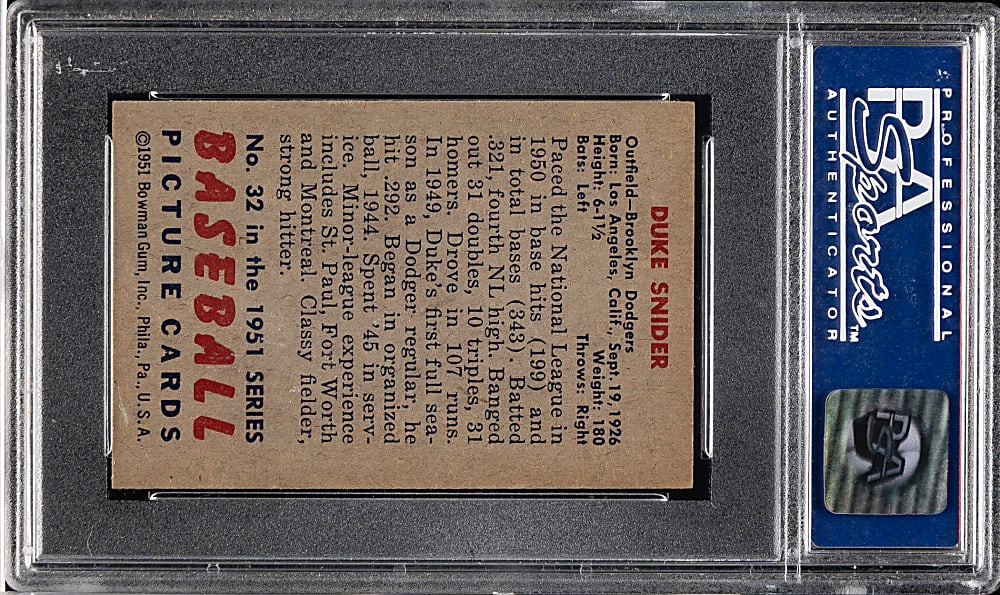 1951 Bowman #32 Duke Snider PSA NM 7