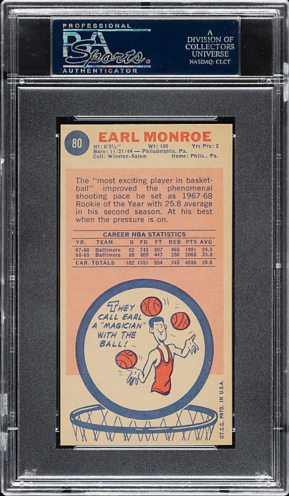 1969-1970 Topps Basketball #80 Earl Monroe Rookie PSA NM-MT 8