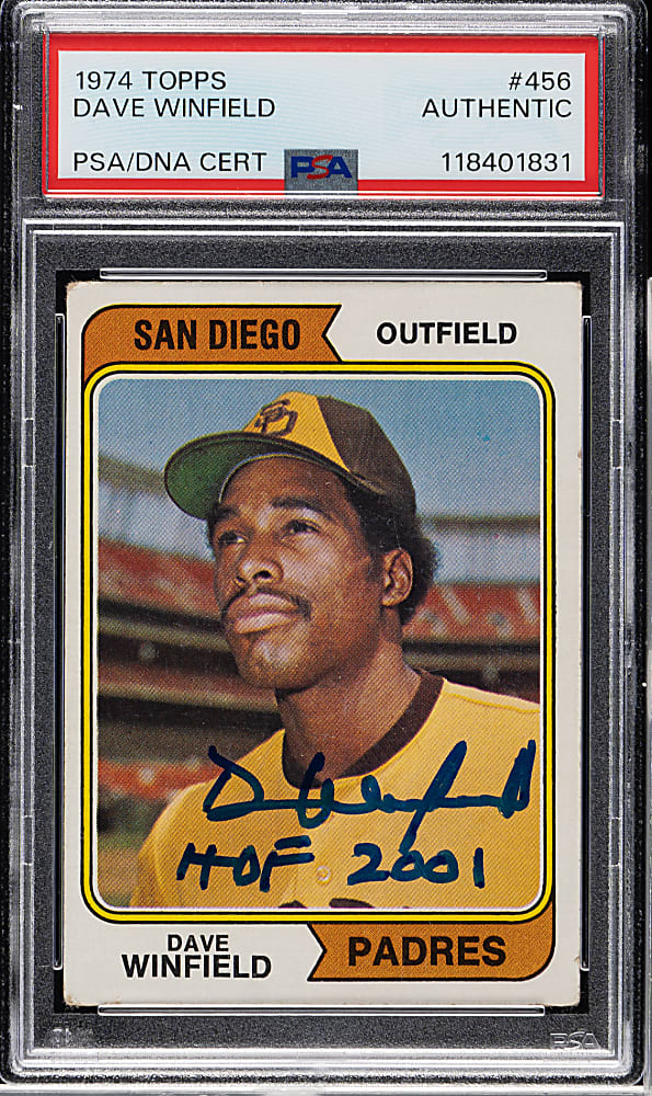 Signed 1974 Topps #456 Dave Winfield Rookie - PSA/DNA