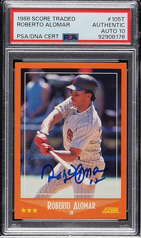 Signed 1988 Score Traded #105T Roberto Alomar Rookie PSA/DNA GEM MINT 10