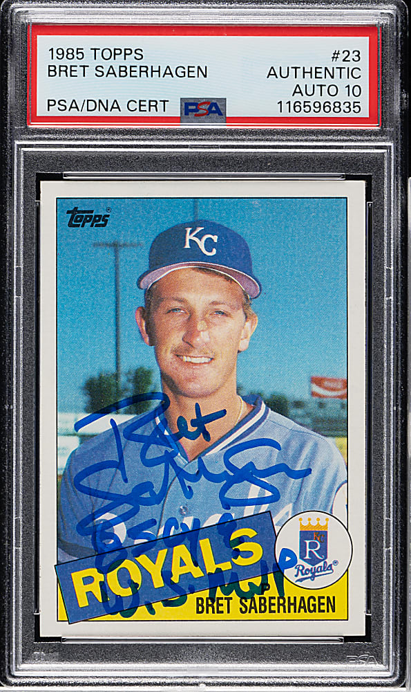 Signed 1985 Topps #23 Bret Saberhagen Rookie PSA/DNA GEM MINT 10