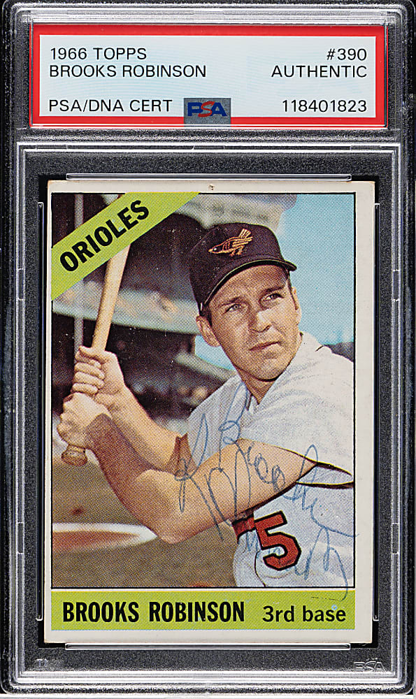 Signed 1966 Topps #390 Brooks Robinson - PSA/DNA