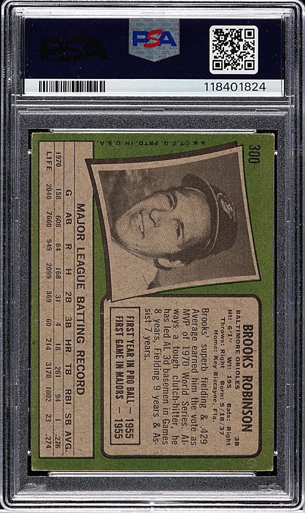 Signed 1971 Topps #300 Brooks Robinson - PSA/DNA