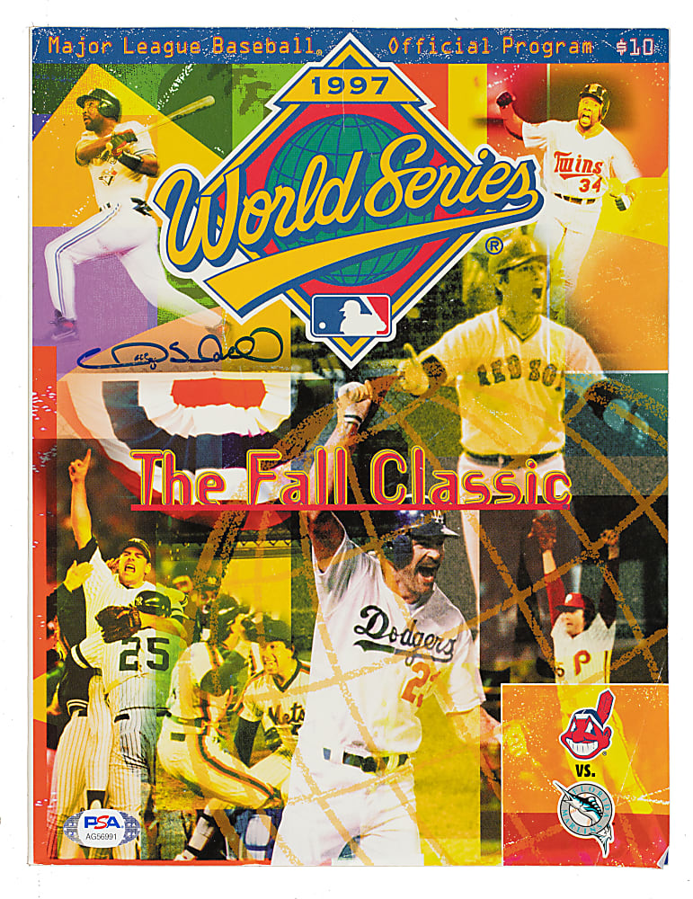 Gary Sheffield Signed 1997 Florida Marlins vs. Cleveland Indians World Series Program - PSA/DNA