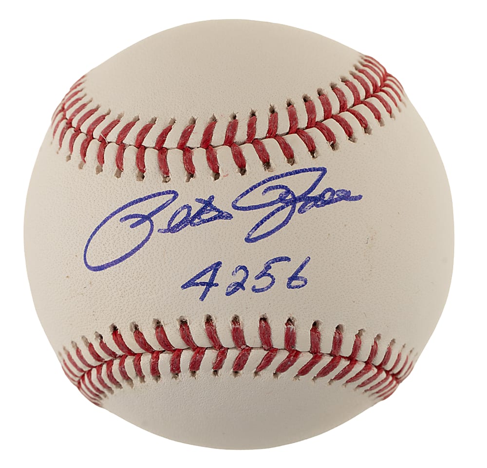 Pete Rose Single-Signed Baseball with "4256" Inscription - PSA/DNA