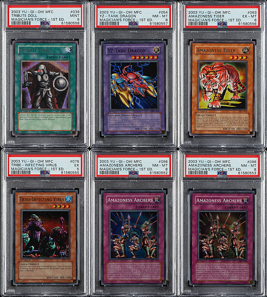 2003 Yu-Gi-Oh! Magician's Force 1st Edition PSA-Graded Collection (6)