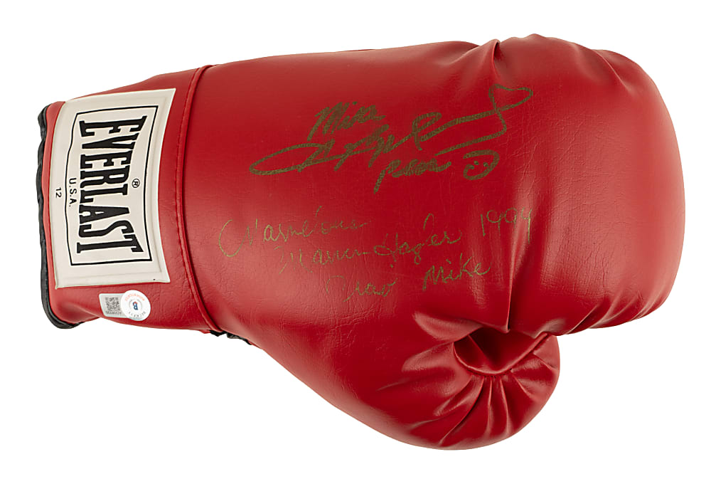 Marvin Hagler and Sugar Ray Leonard Dual-Signed Boxing Glove - Beckett
