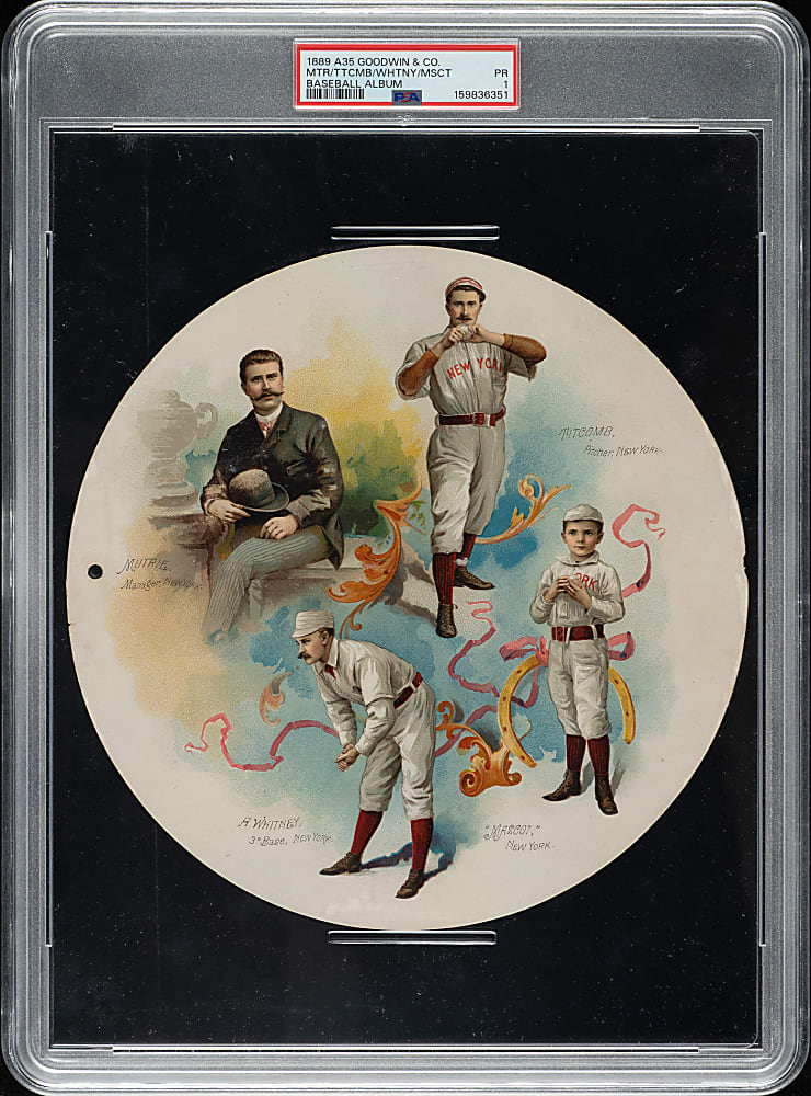 1889 A35 Goodwin Round Album Page with Mutrie, Titcomb, Whitney, and Mascot PSA POOR 1