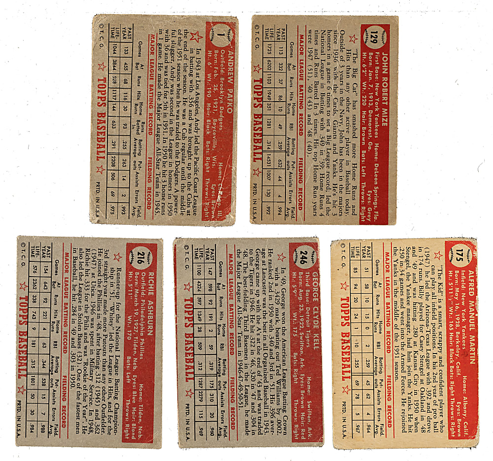 1952 Topps Collection (83) Including Andy Pafko and Billy Martin Rookie