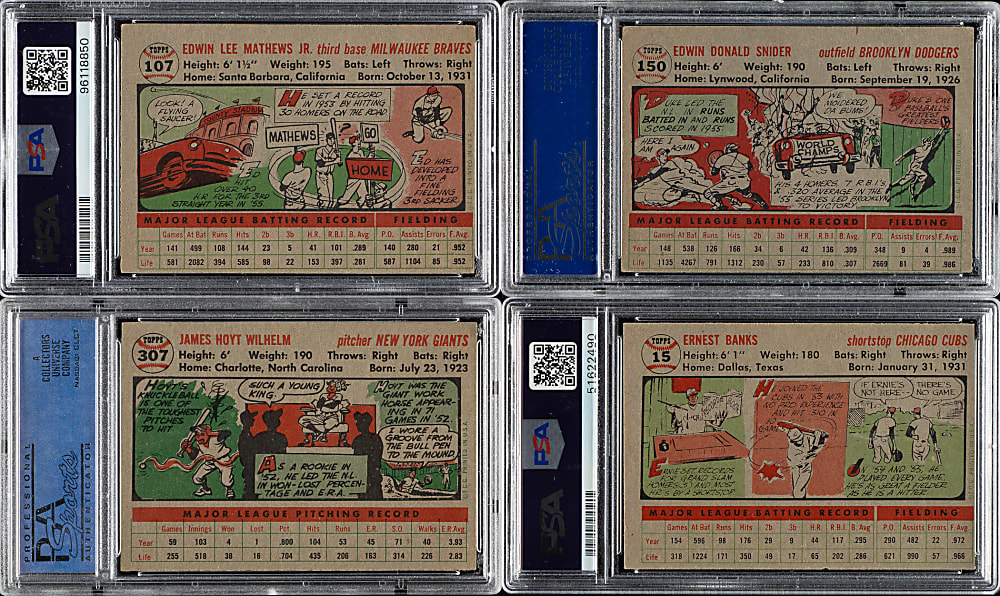 1956 Topps Hall of Fame and Stars Collection (25) with 14 PSA-Graded Cards Including Mathews, Banks, and Snider
