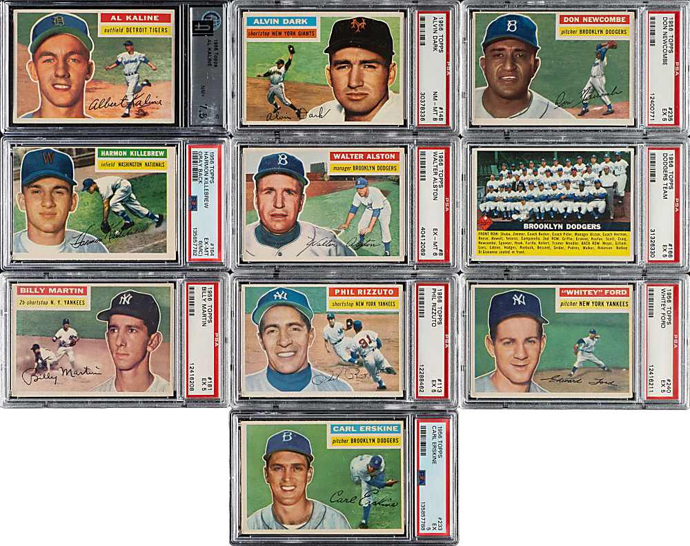 1956 Topps Hall of Fame and Stars Collection (25) with 14 PSA-Graded Cards Including Mathews, Banks, and Snider