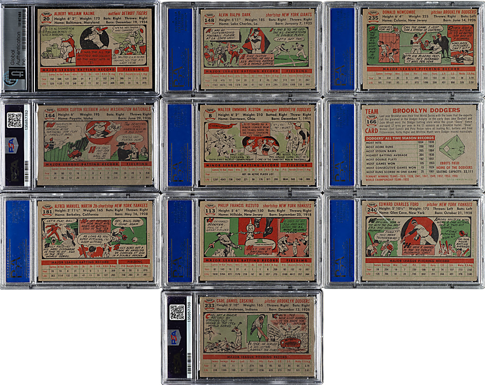 1956 Topps Hall of Fame and Stars Collection (25) with 14 PSA-Graded Cards Including Mathews, Banks, and Snider