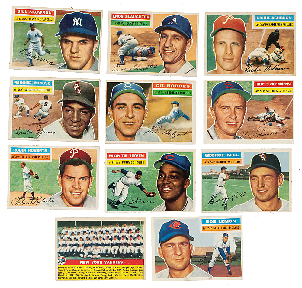 1956 Topps Hall of Fame and Stars Collection (25) with 14 PSA-Graded Cards Including Mathews, Banks, and Snider