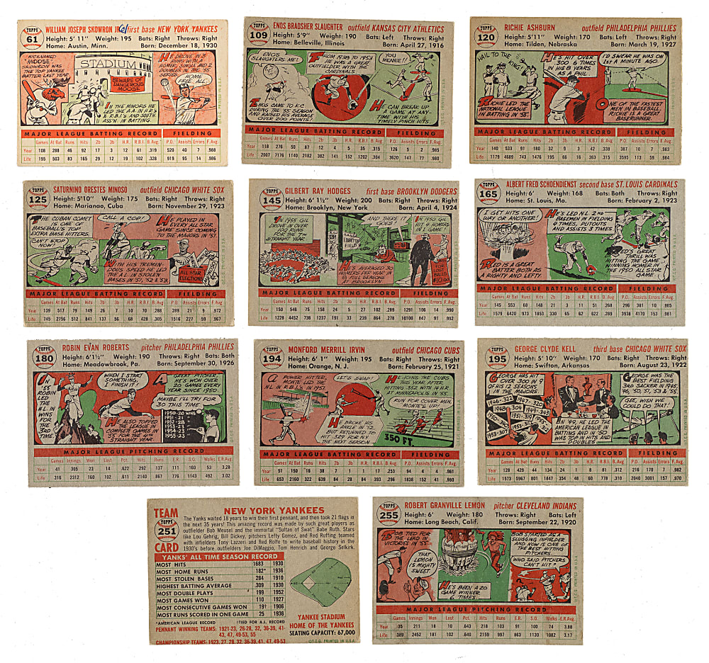 1956 Topps Hall of Fame and Stars Collection (25) with 14 PSA-Graded Cards Including Mathews, Banks, and Snider