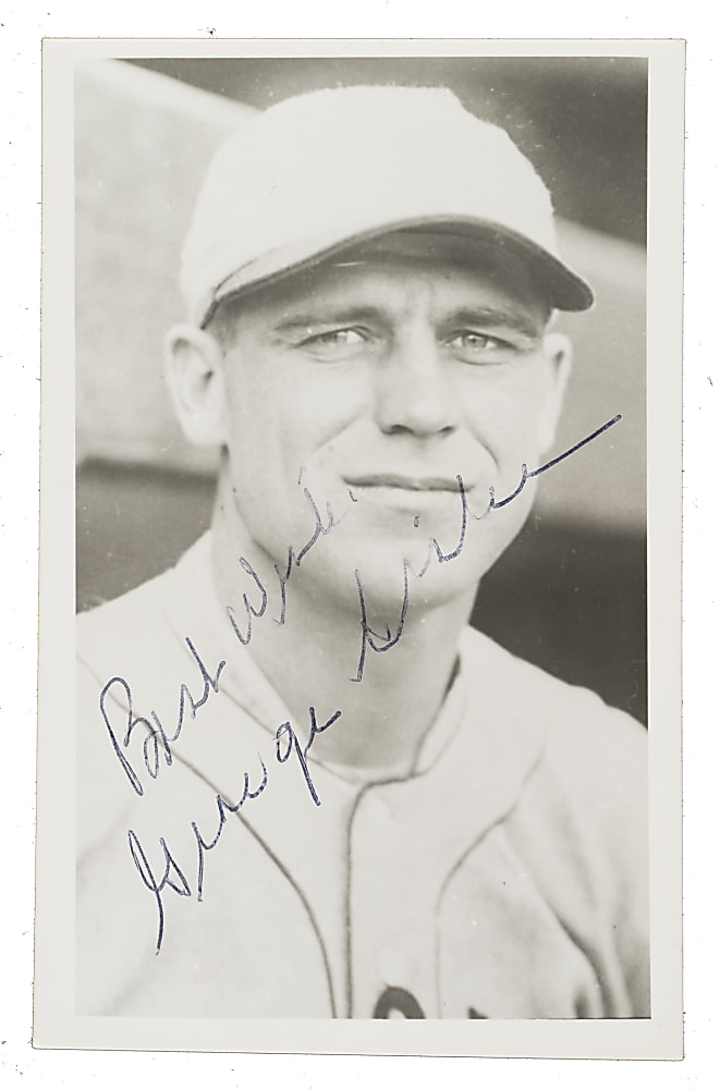 George Sisler Signed Real-Photo Postcard - JSA
