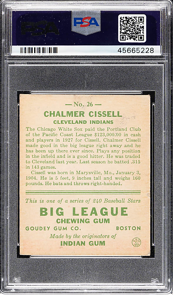 1933 R319 Goudey #26 Chalmer Cissell PSA EX+ 5.5