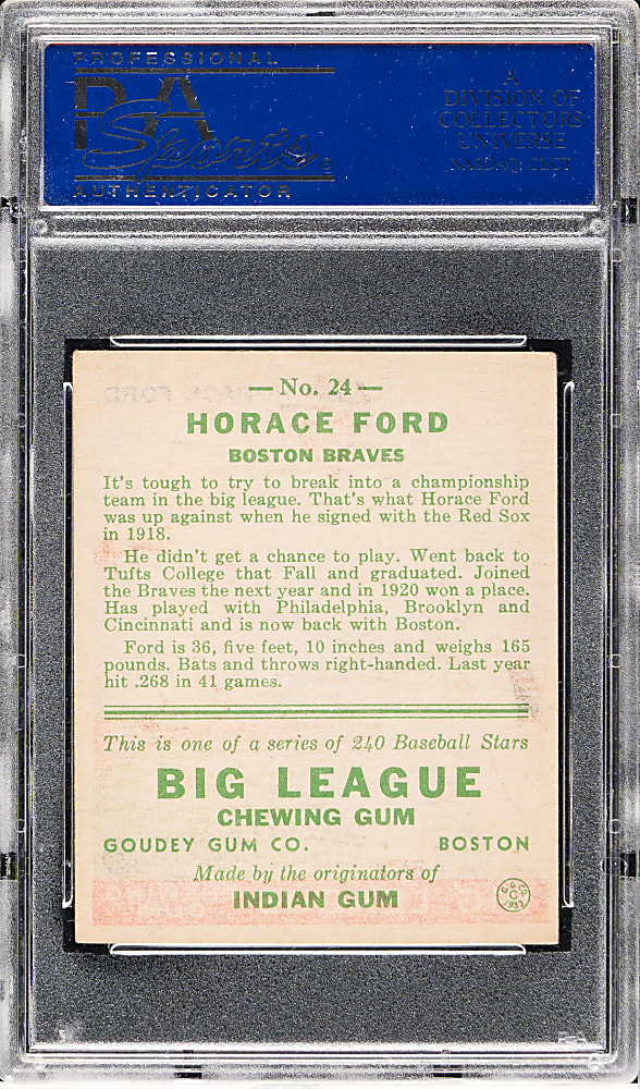 1933 R319 Goudey #24 Horace Ford PSA EX 5