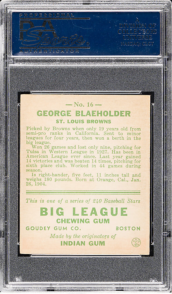 1933 R319 Goudey #16 George Blaeholder PSA EX 5