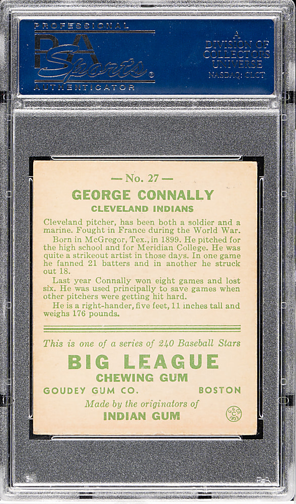 1933 R319 Goudey #27 George Connally PSA EX 5