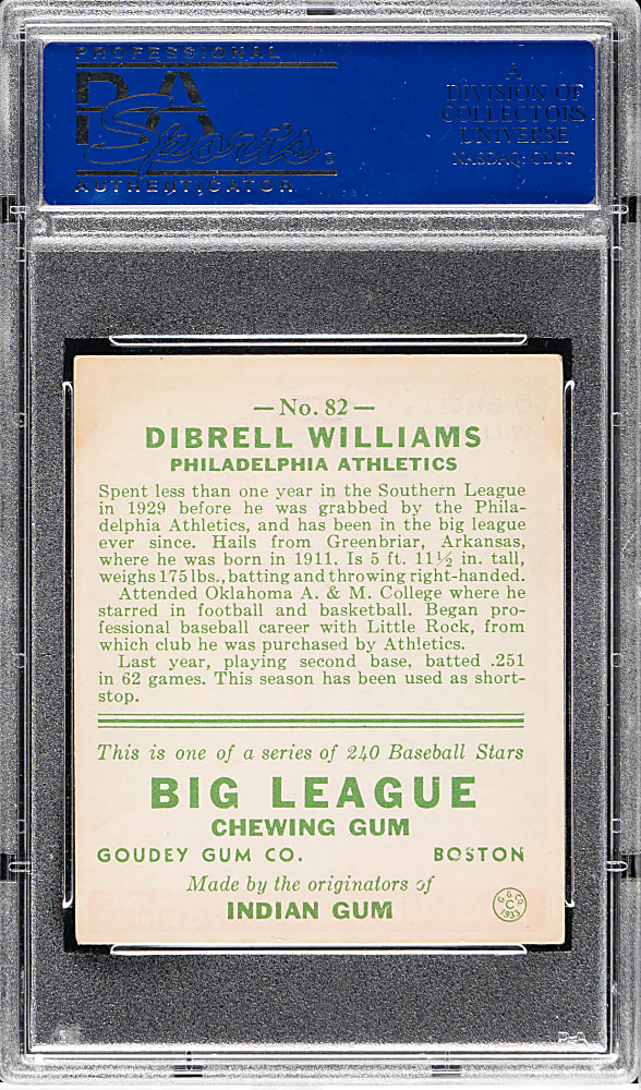 1933 R319 Goudey #82 Dibrell Williams PSA EX 5
