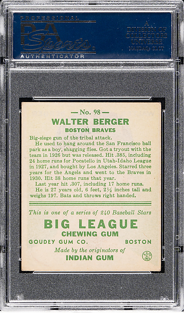 1933 R319 Goudey #98 Walter Berger PSA VG-EX+ 4.5
