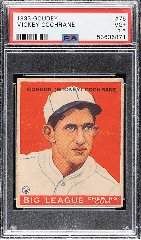 1933 R319 Goudey #76 Mickey Cochrane PSA VG+ 3.5