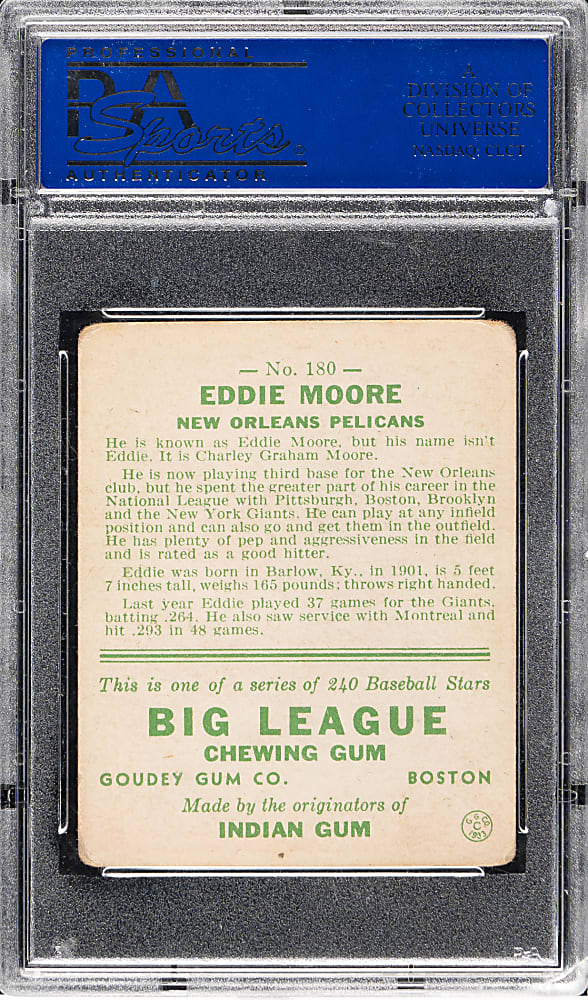 1933 R319 Goudey #180 Eddie Moore PSA VG 3