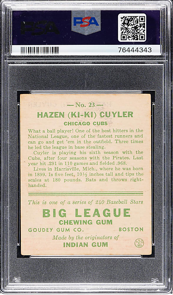 1933 R319 Goudey #23 KiKi Cuyler PSA VG 3