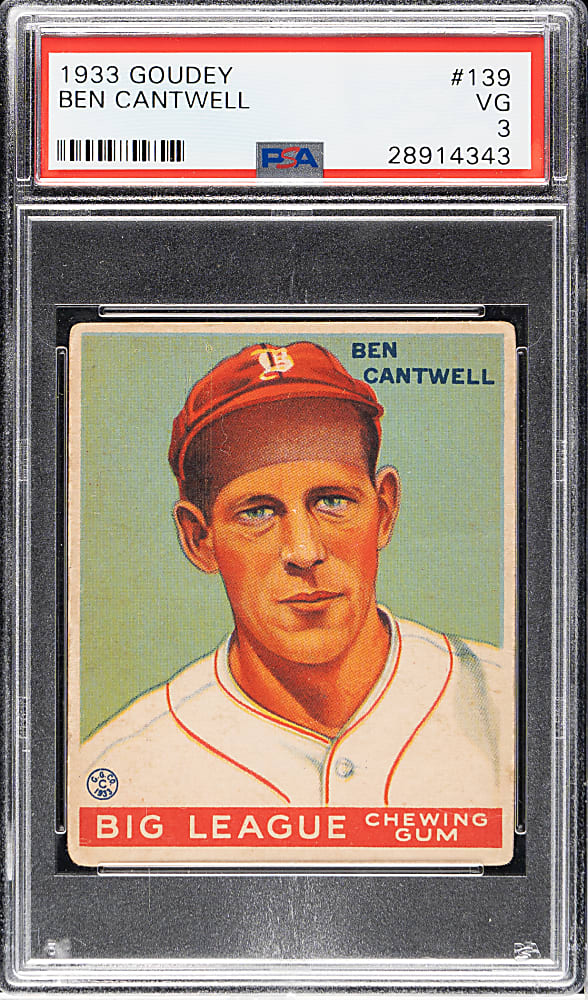 1933 R319 Goudey #139 Ben Cantwell PSA VG 3