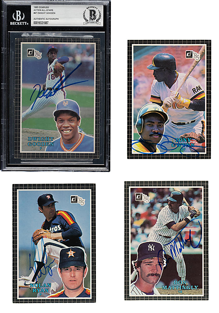Signed 1985 Donruss Action All-Stars Collection (7) Including Nolan Ryan, Tony Gwynn, and Don Mattingly