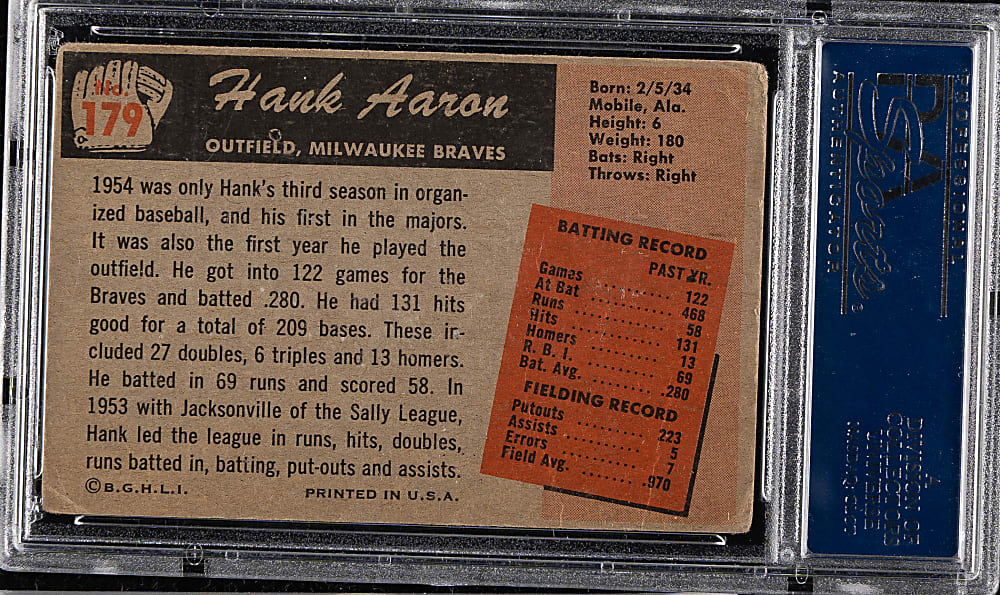 Signed 1955 Bowman #179 Hank Aaron - PSA/DNA