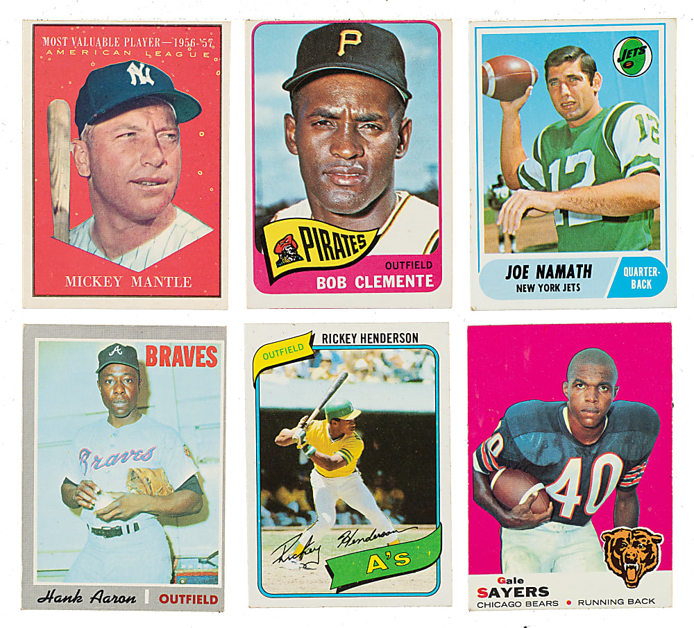 1955 to 1980 Topps and Bowman Baseball and Football Hall of Fame Collection (58) Including Namath, Mays, Aaron, Mantle, Clemente, and two Csonka Rookies