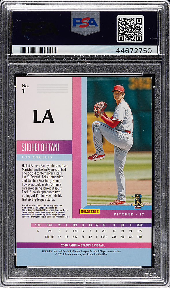 2018 Panini Chronicles Status #1 Shohei Ohtani Rookie PSA MINT 9