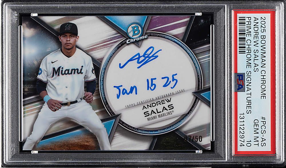 2025 Bowman Chrome Prime Chrome Signatures #PCS-AS Andrew Salas #7/50 PSA GEM MINT 10