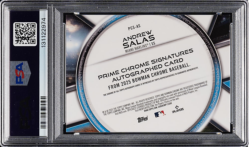 2025 Bowman Chrome Prime Chrome Signatures #PCS-AS Andrew Salas #7/50 PSA GEM MINT 10