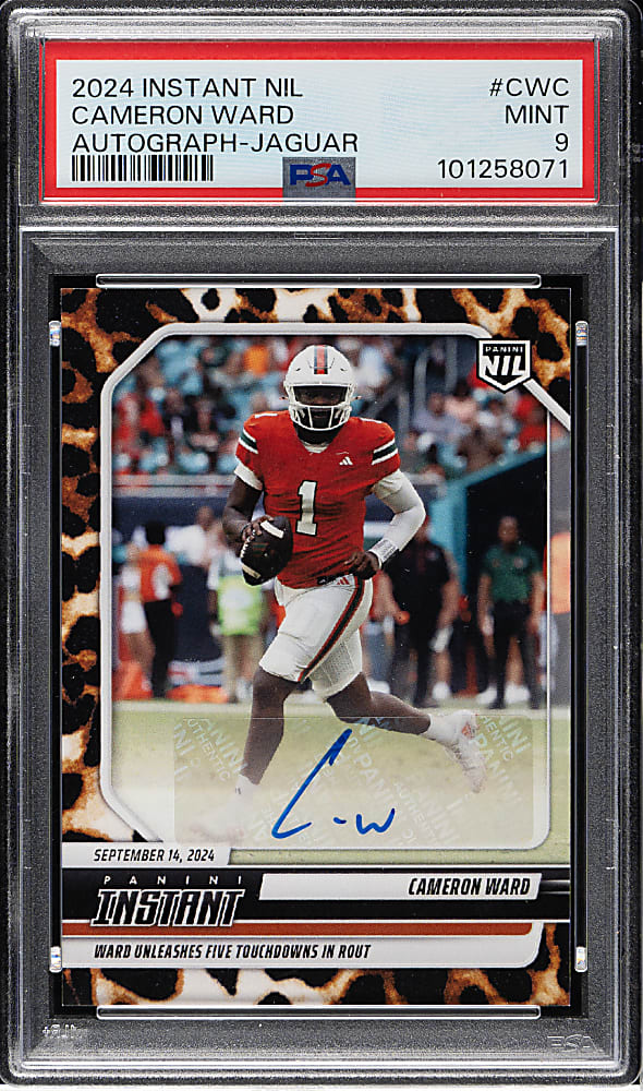2024 Panini Instant NIL Autographs Football ##CWC Cameron Ward Jaguar #7/10 PSA MINT 9
