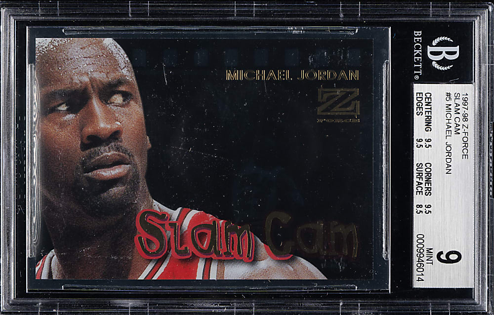 1997-1998 Skybox Z-Force Slam Cam Basketball #5 Michael Jordan BGS MINT 9