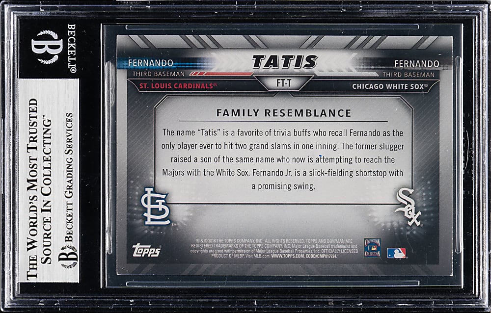 Signed 2016 Bowman Family Tree #FT-T Fernando Tatis/Fernando Tatis Jr. - Beckett