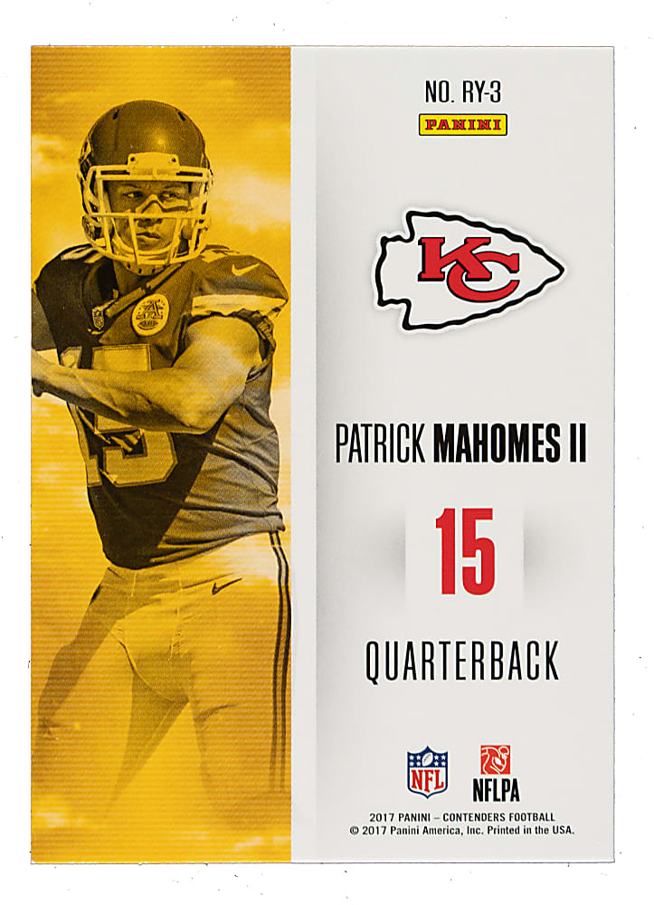 2017 Panini Contenders Rookie of the Year Contenders Football #RY-3 Patrick Mahomes II Rookie