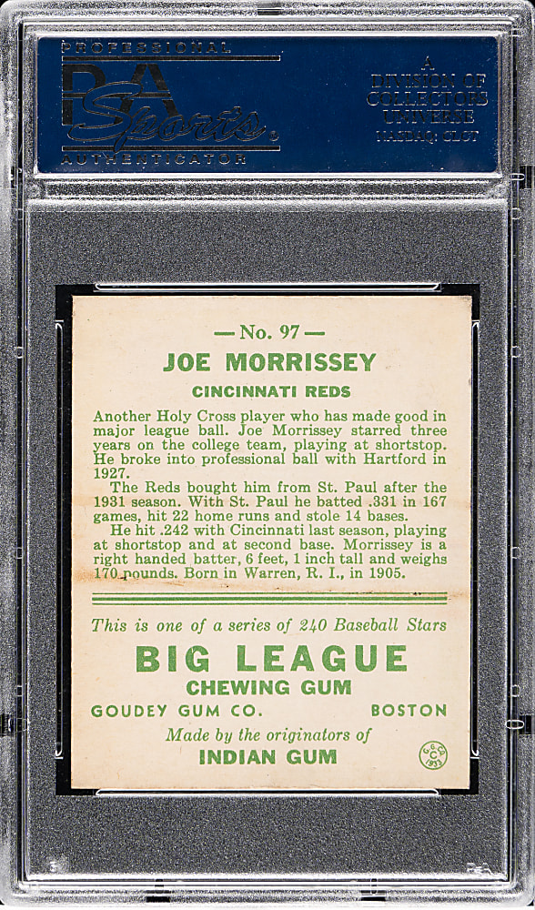1933 R319 Goudey #97 Joe Morrissey PSA VG-EX 4