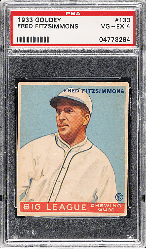 1933 R319 Goudey #130 Fred Fitzsimmons PSA VG-EX 4