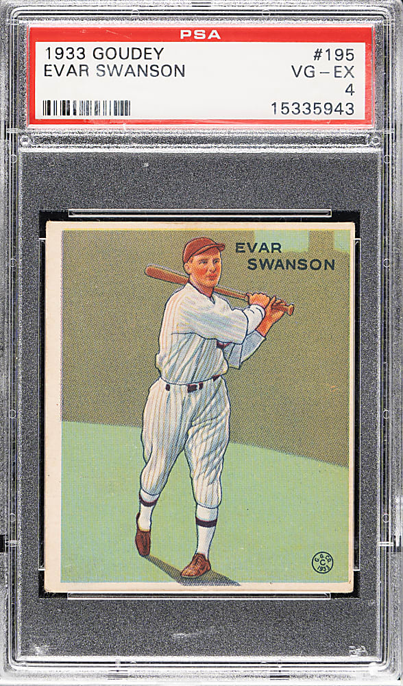 1933 R319 Goudey #195 Evar Swanson PSA VG-EX 4