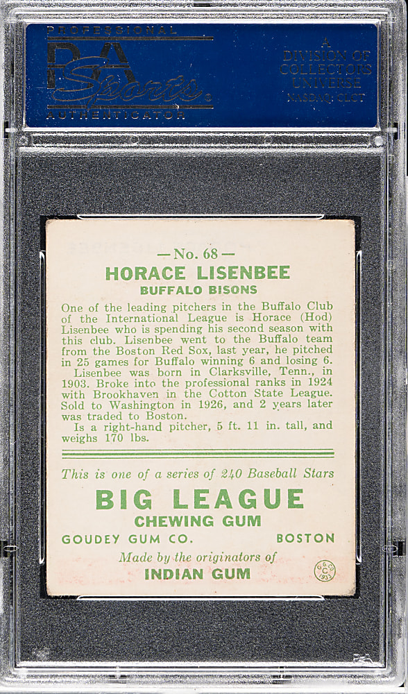 1933 R319 Goudey #68 Horace Lisenbee PSA VG-EX 4