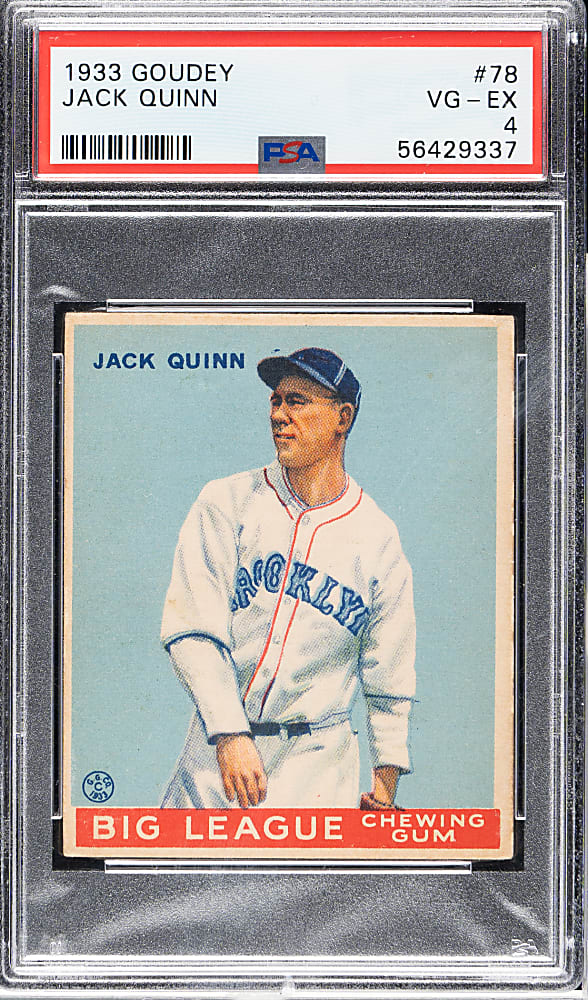 1933 R319 Goudey #78 Jack Quinn PSA VG-EX 4