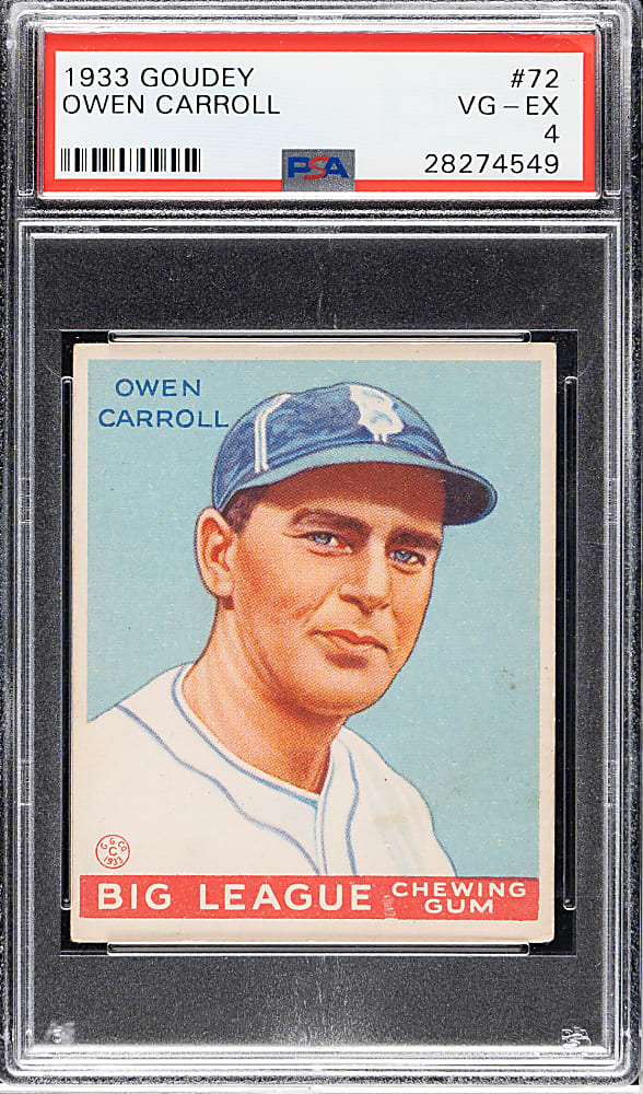 1933 R319 Goudey #72 Owen Carroll PSA VG-EX 4