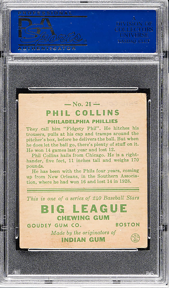 1933 R319 Goudey #21 Phil Collins PSA VG-EX 4