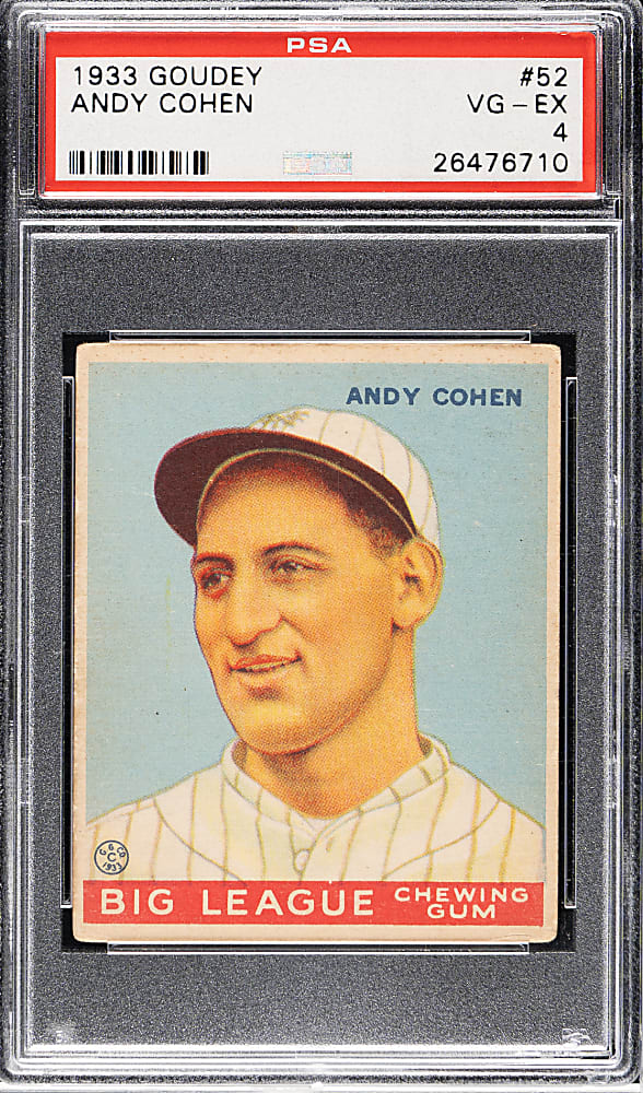 1933 R319 Goudey #52 Andy Cohen PSA VG-EX 4